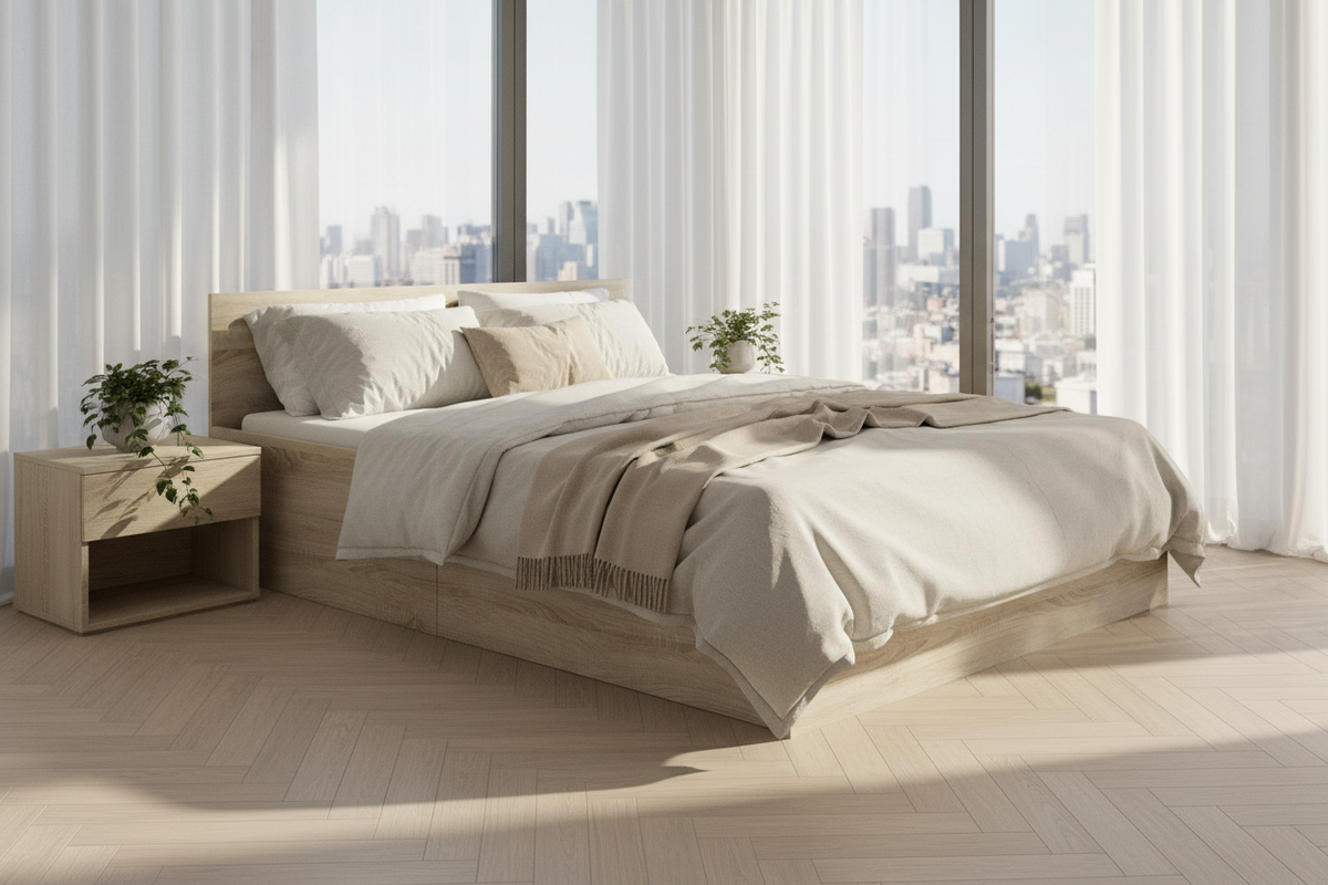 Letto Contenitore 160x200 cm con Rete – Rovere Sonoma