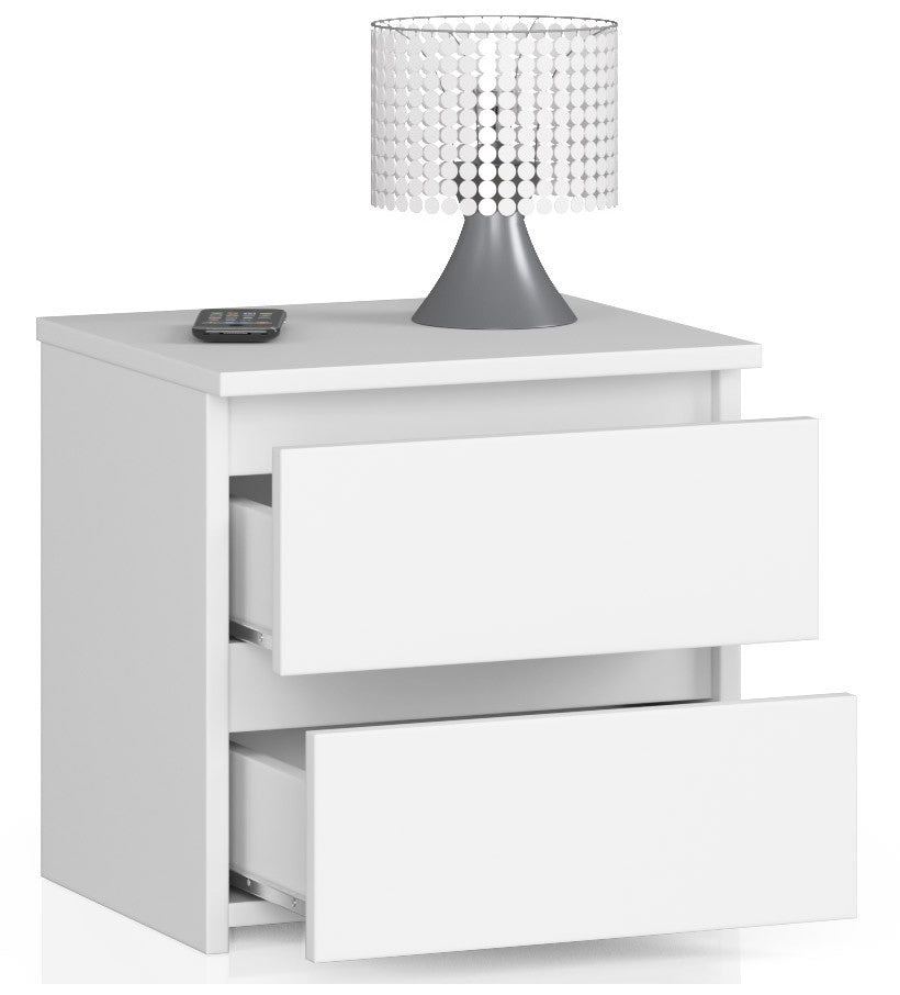 Comodino 2 Cassetti – Bianco 40x35x40 cm