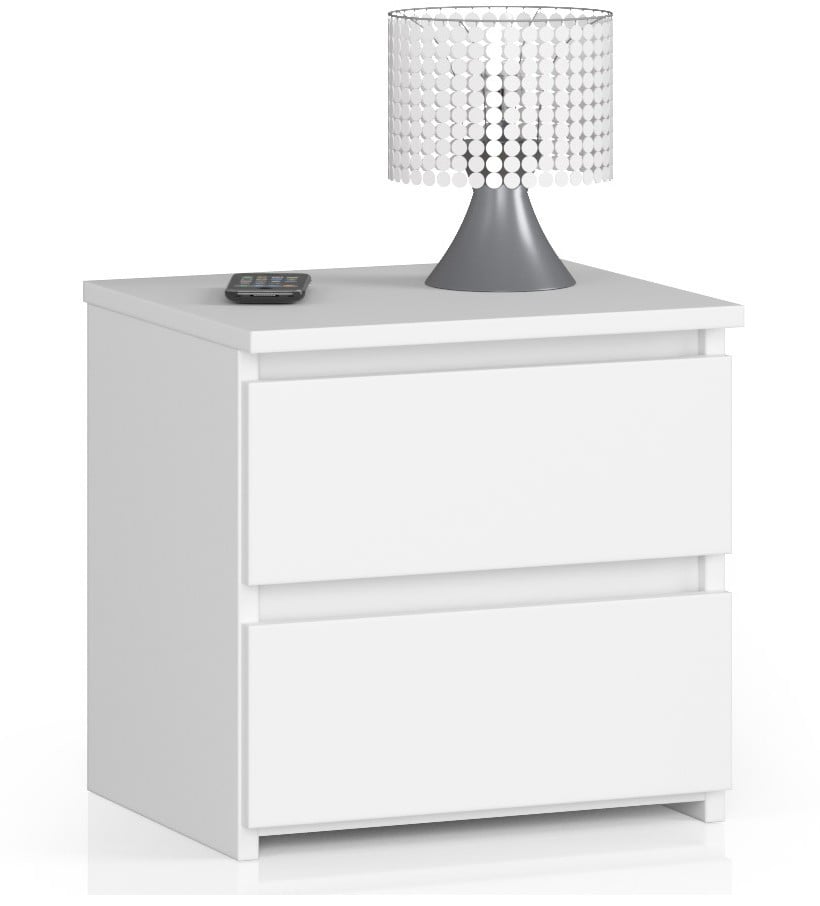 Comodino 2 Cassetti – Bianco 40x35x40 cm