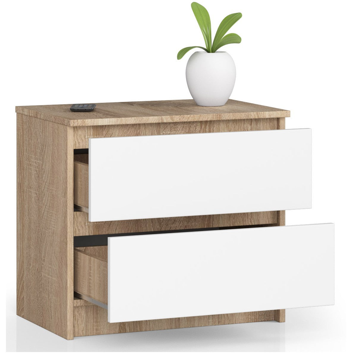 Cassettiera 60 cm 2 Cassetti – Rovere Sonoma/Bianco