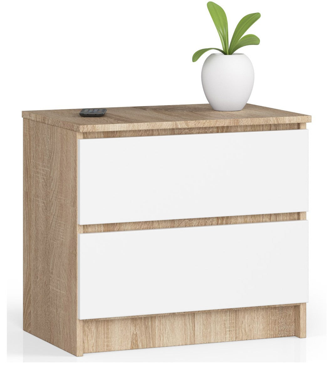 Cassettiera 60 cm 2 Cassetti – Rovere Sonoma/Bianco