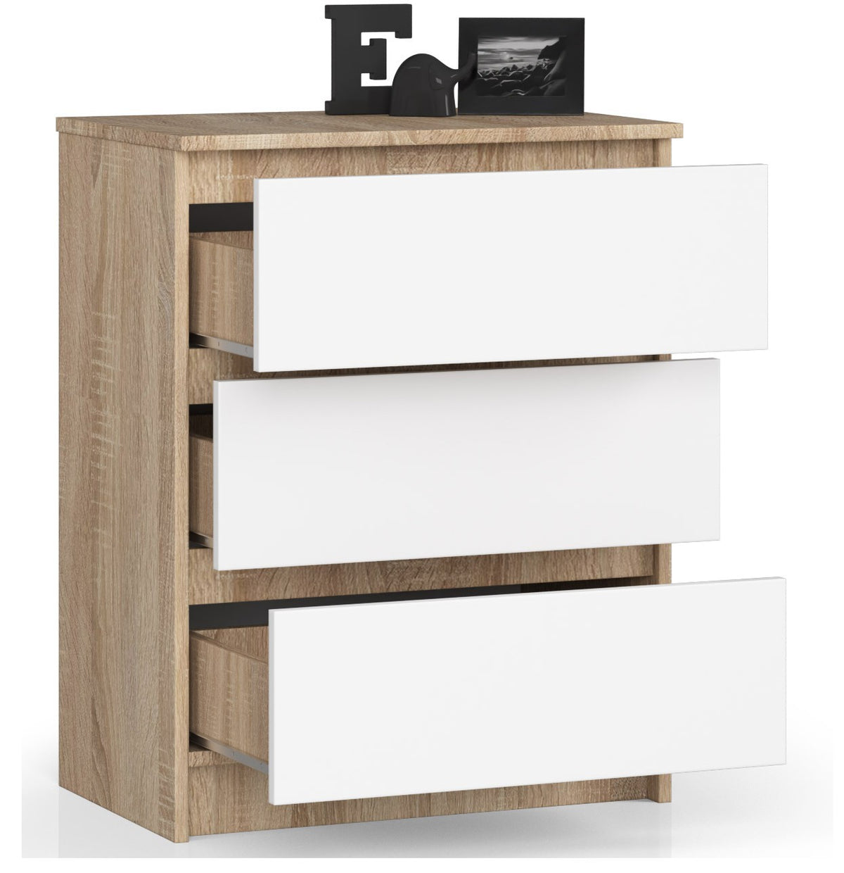 Cassettiera 60 cm 3 Cassetti – Rovere Sonoma/Bianco