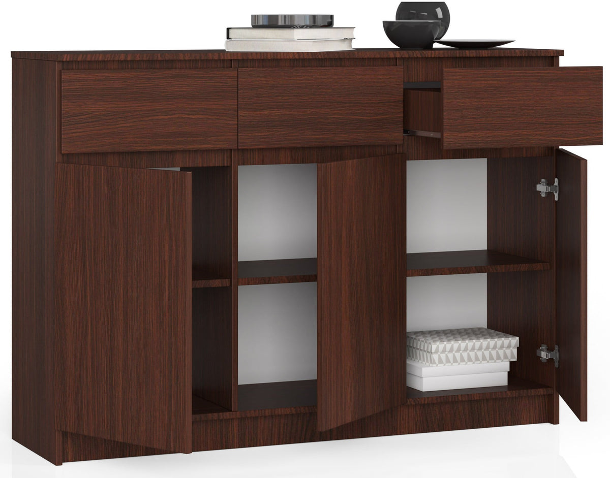 Cassettiera 140 cm 3 Ante 3 Cassetti – Wengé