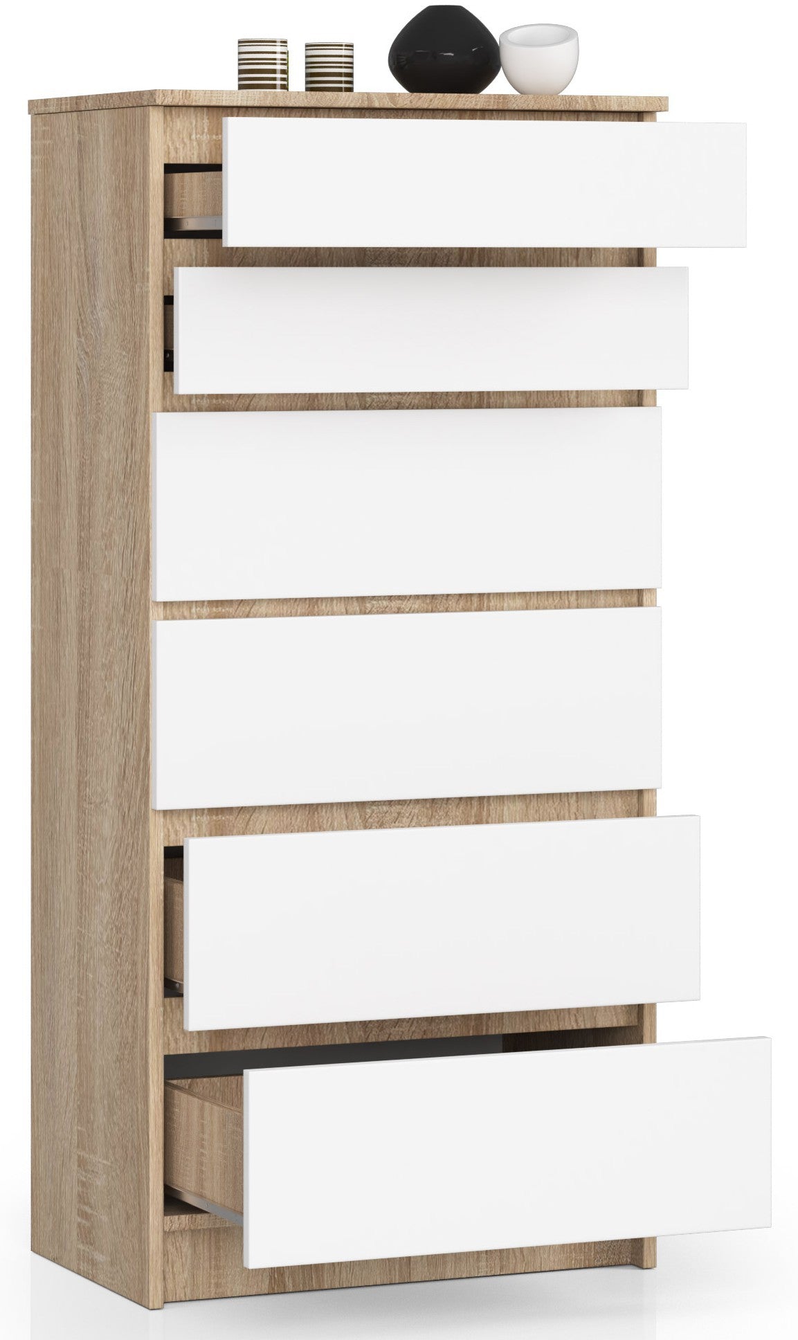 Cassettiera 60 cm 6 Cassetti – Rovere Sonoma/Bianco