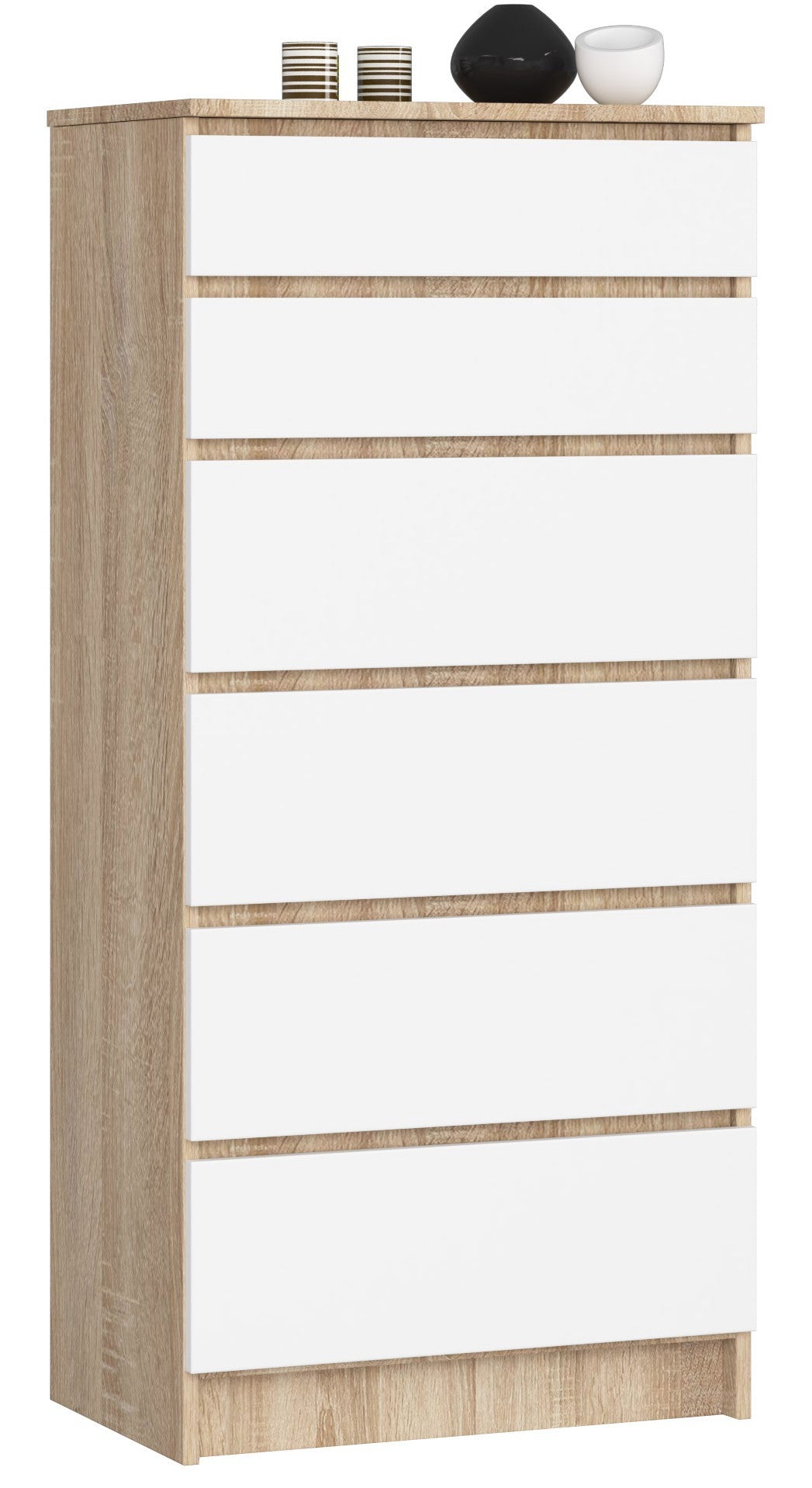 Cassettiera 60 cm 6 Cassetti – Rovere Sonoma/Bianco
