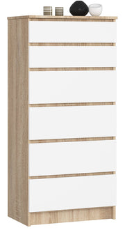 Cassettiera 60 cm 6 Cassetti – Rovere Sonoma/Bianco