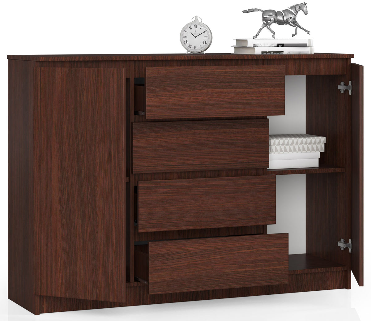 Credenza Linea 140 cm 2 Ante 4 Cassetti – Wengé