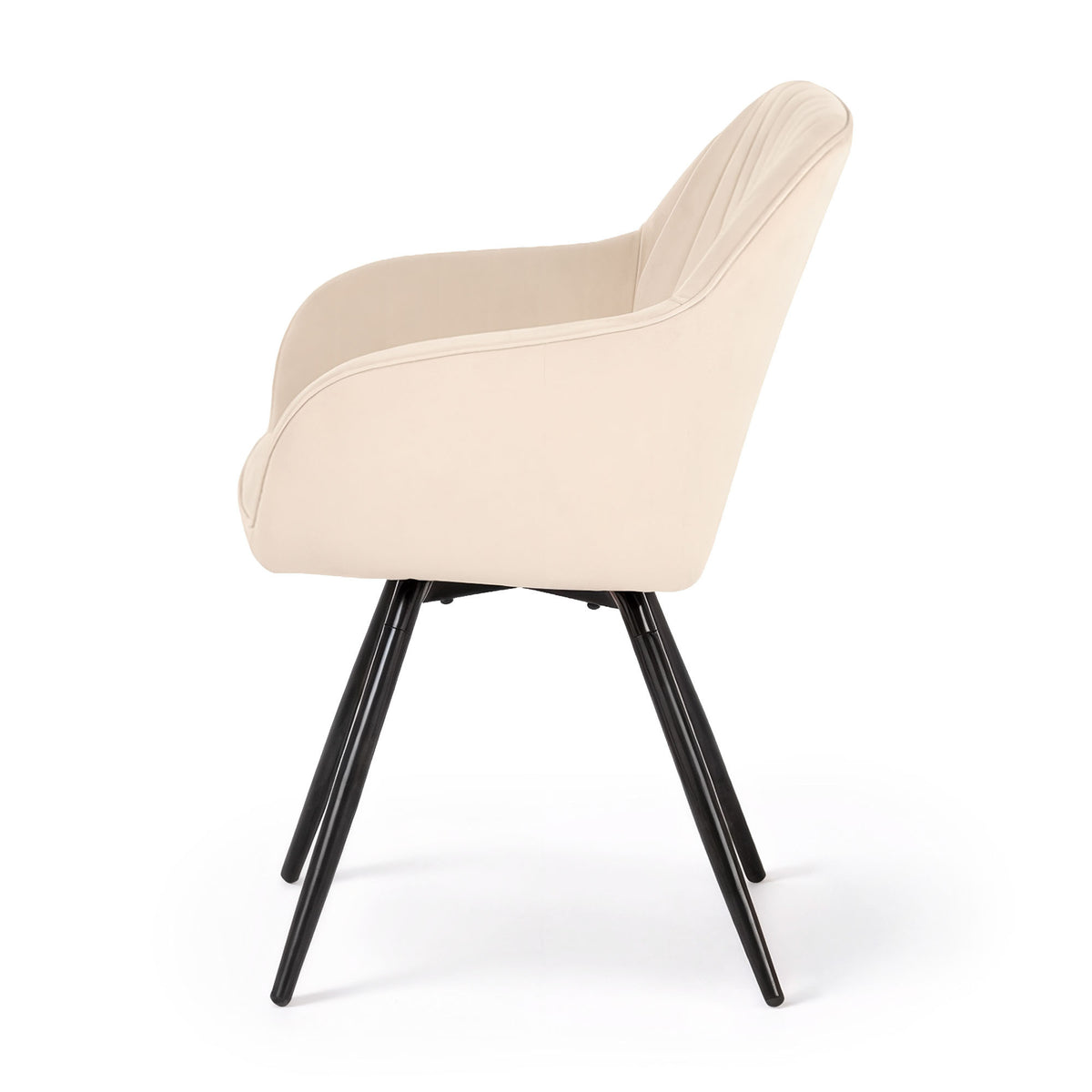 Set 6 Sedie Girevoli Velluto Beige – Gambe Nere