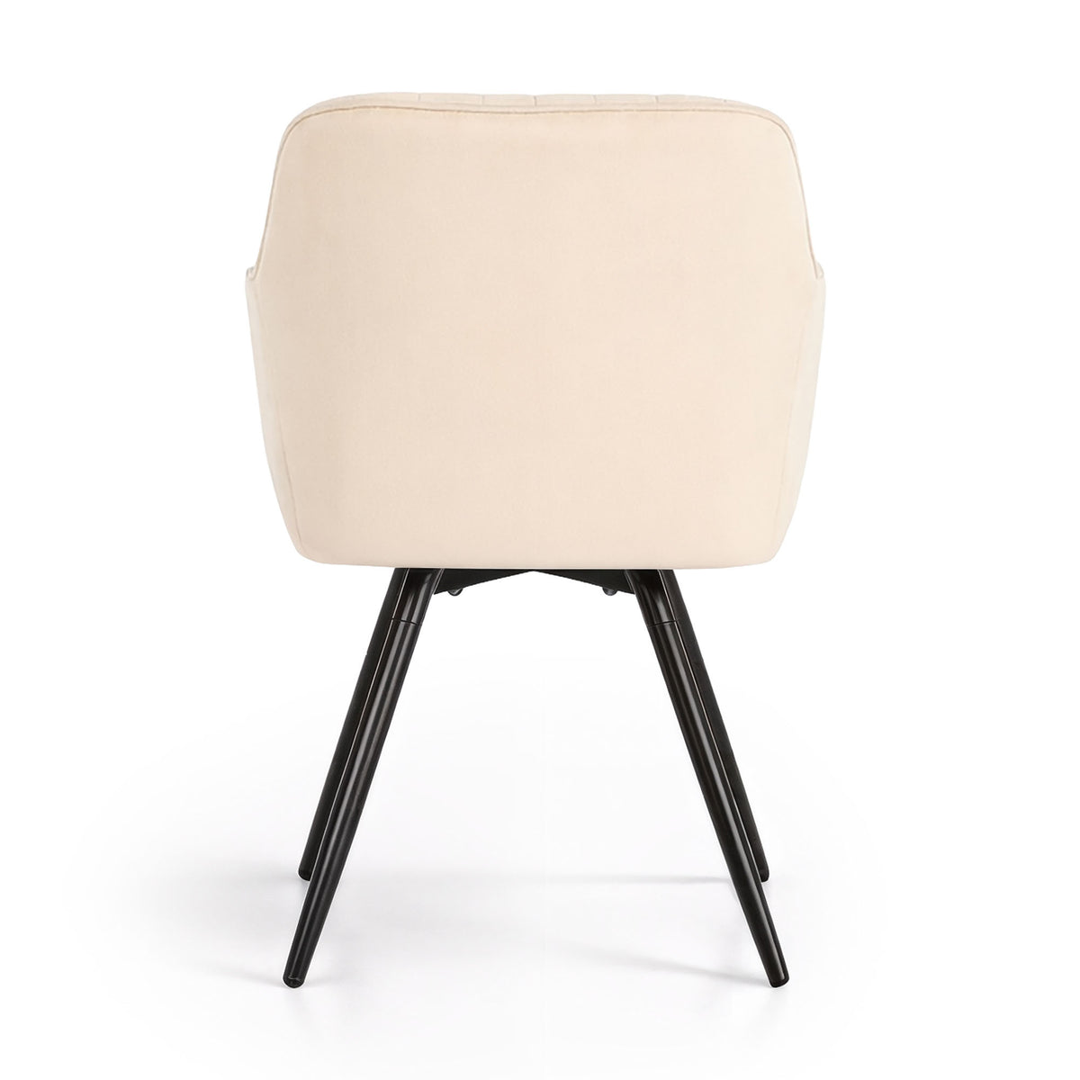 Set 6 Sedie Girevoli Velluto Beige – Gambe Nere