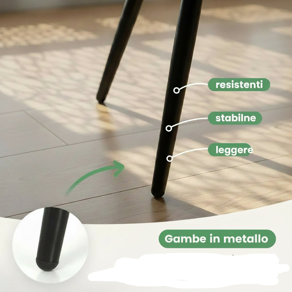 Set 6 Sedie Girevoli Velluto Beige – Gambe Nere