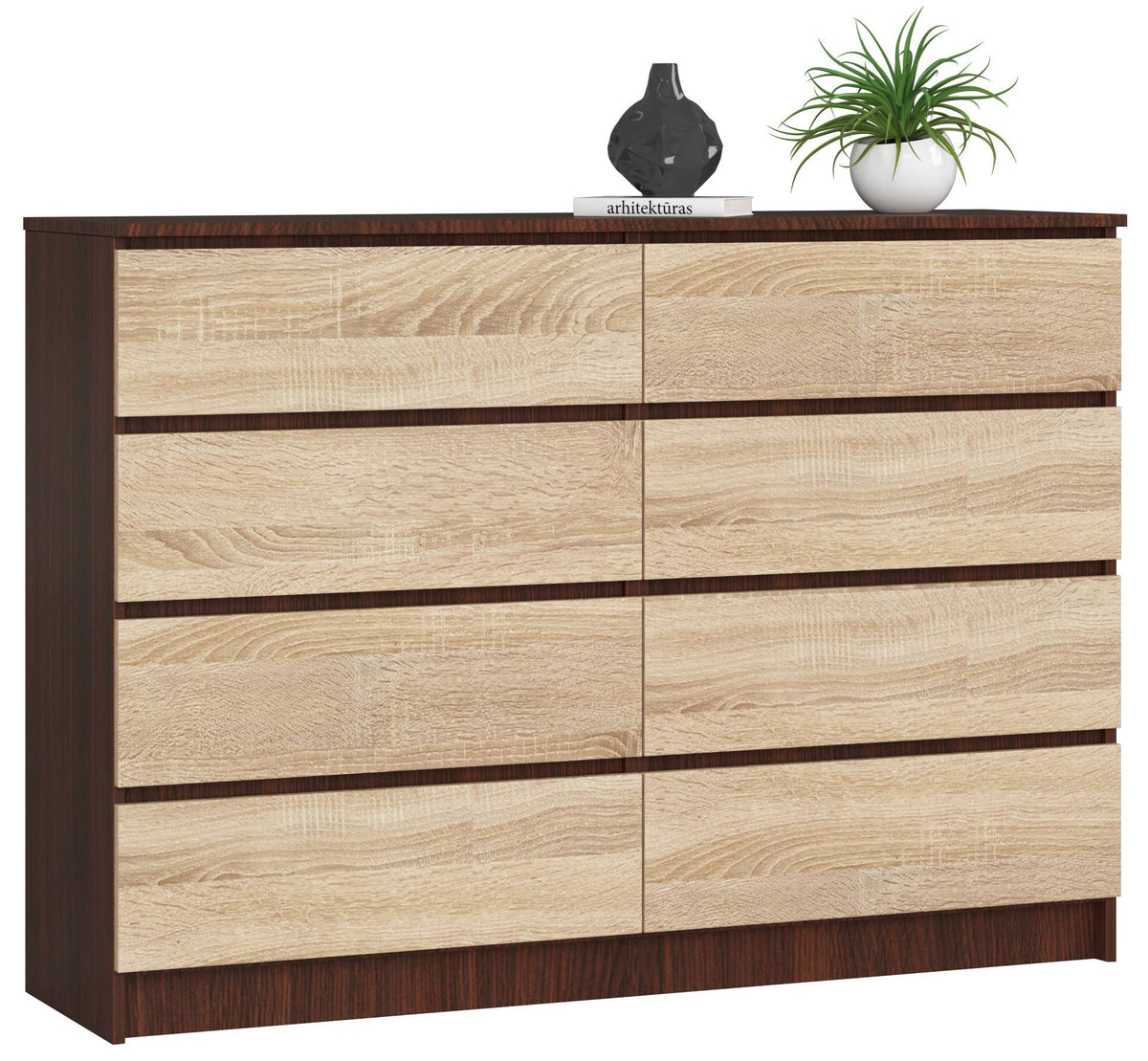 Cassettiera 140 cm 8 Cassetti – Wengé/Rovere Sonoma