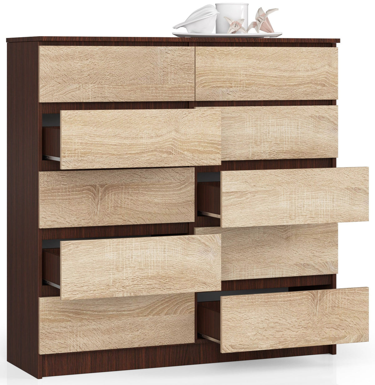 Credenza Linea 120 cm 10 Cassetti – Wenge/Sonoma