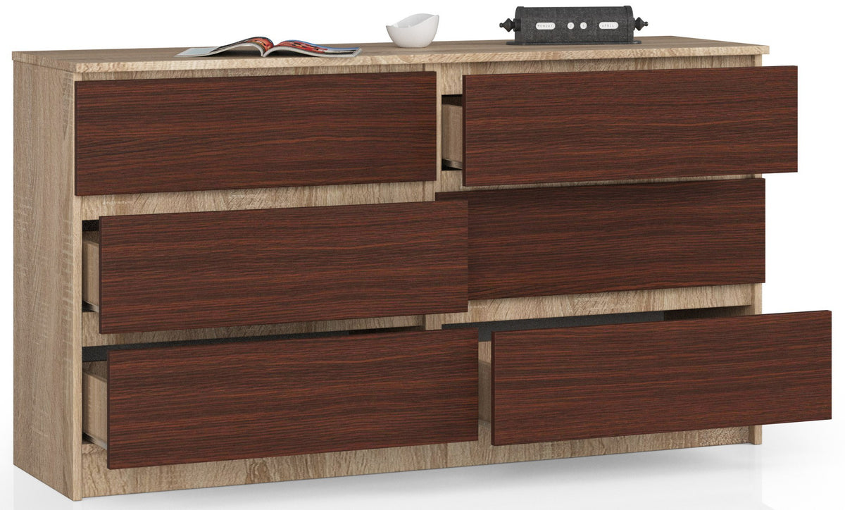 Cassettiera Nobile 6 Cassetti – Sonoma/Wengé 138x40x77 cm