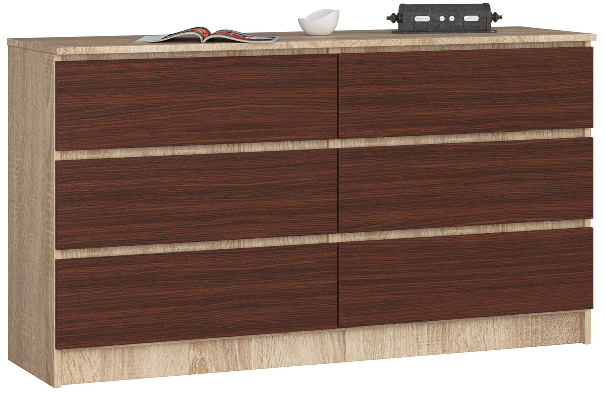 Cassettiera Nobile 6 Cassetti – Sonoma/Wengé 138x40x77 cm