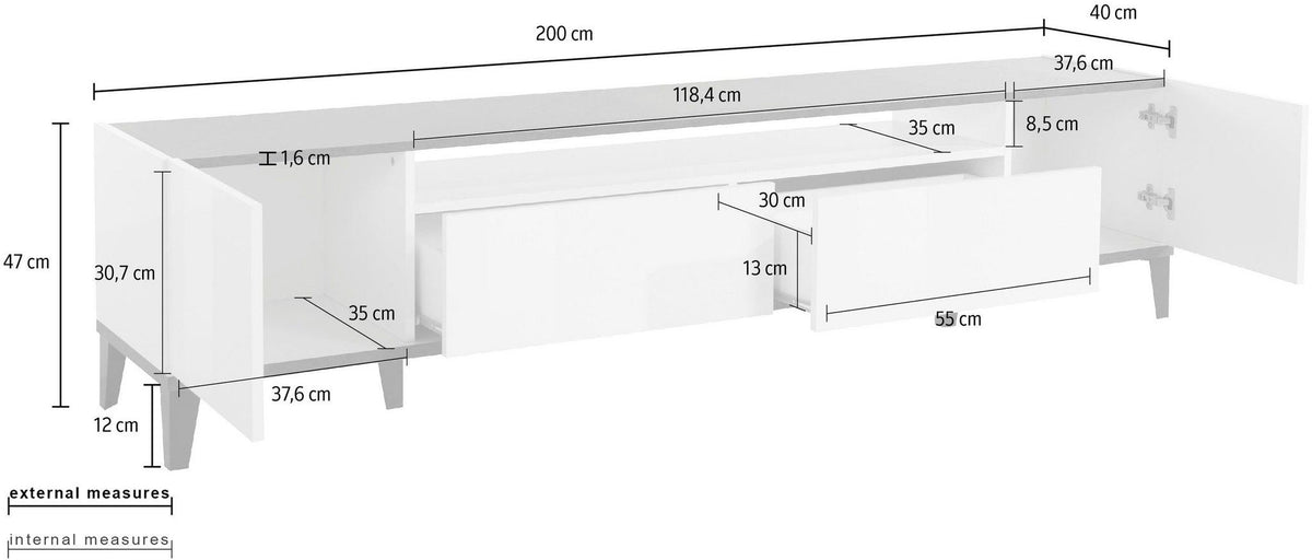 Porta tv SUNRISE 200 cm.