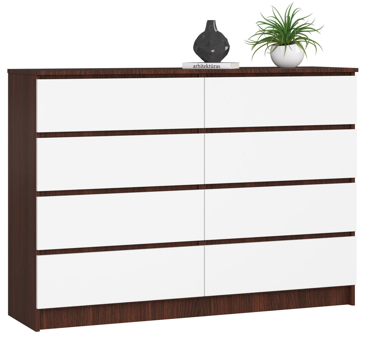 Cassettiera Linea 140 cm 8 Cassetti – Wengé/Bianco