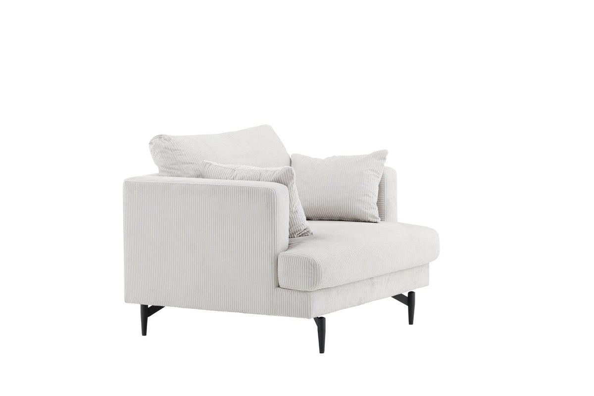 Sofia Single Sofa - Black / Beige Corduroy