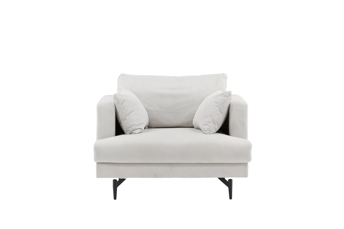 Sofia Single Sofa - Black / Beige Corduroy