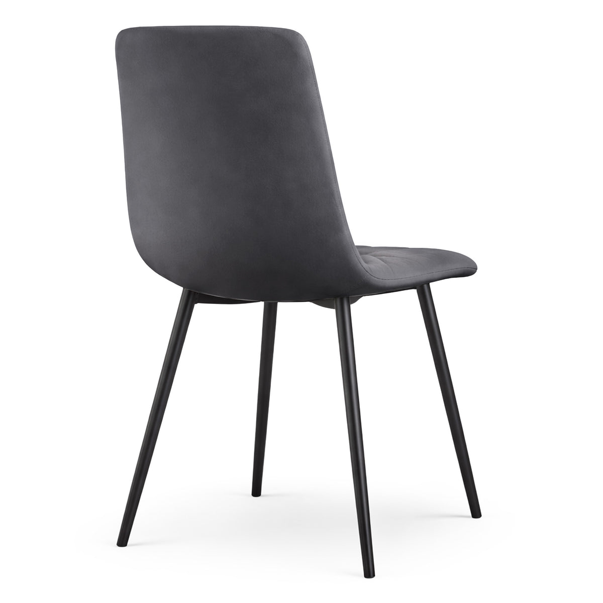Set 2 Sedie Nero Velluto Trapuntato Gambe Nere – Grafite Scuro