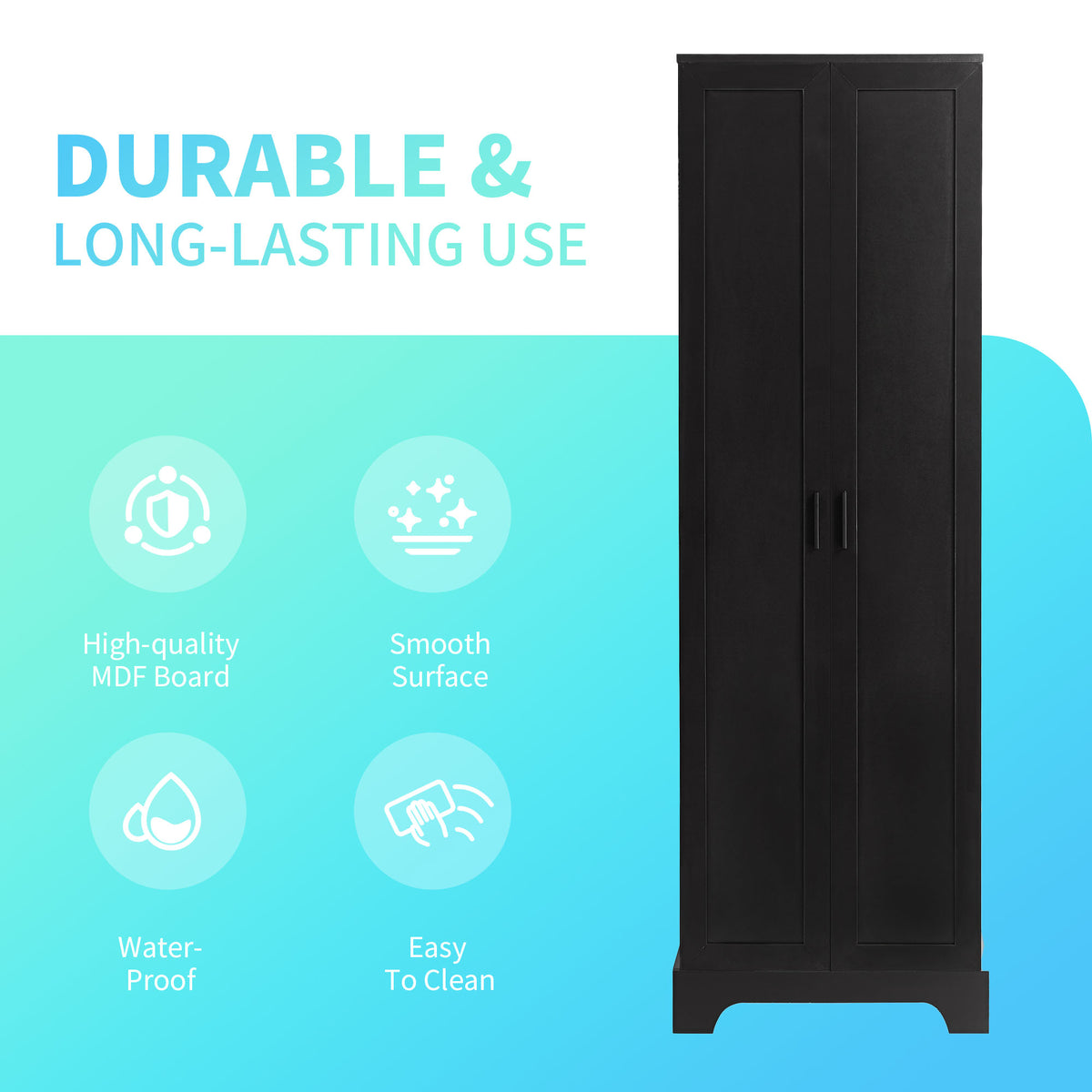 Mobile Alto Bagno Nero 2 Ante 181cm