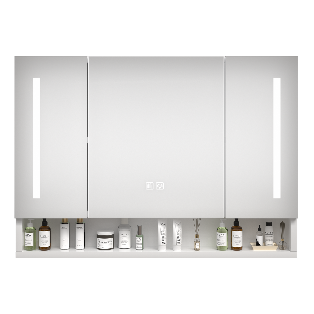 Armadietto Bagno LED 100x70cm 3 Ante