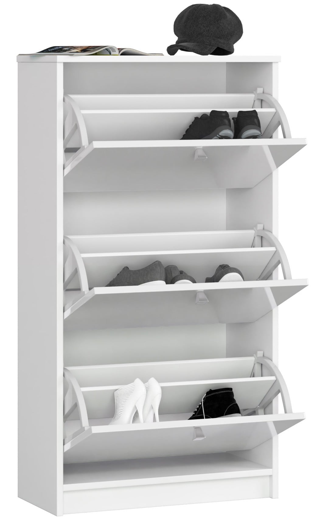 Scarpiera Linea 60 cm 3 Ante – Bianco Lucido