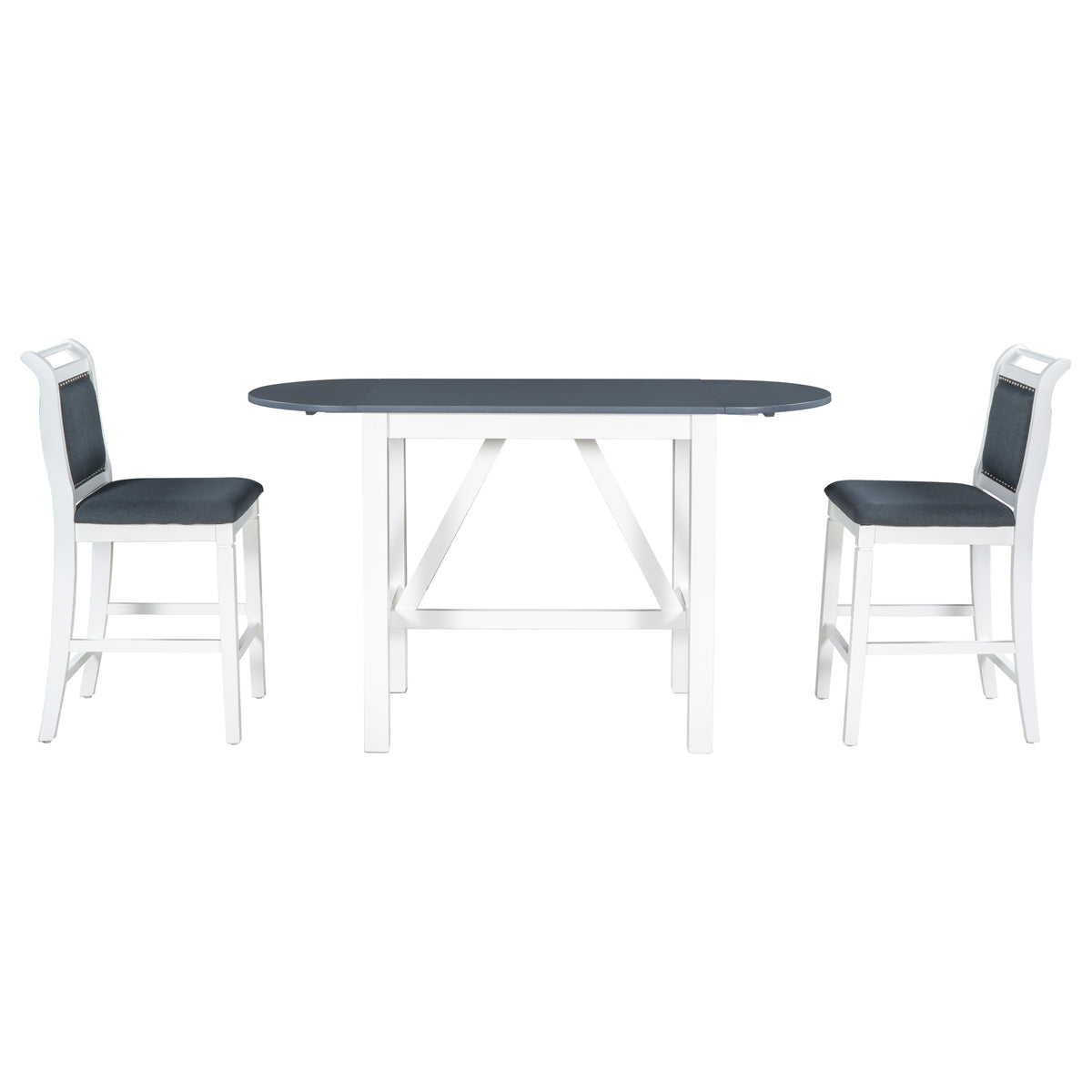 Set Tavolo Pranzo 3 Pezzi Ribaltabile Bianco Grigio