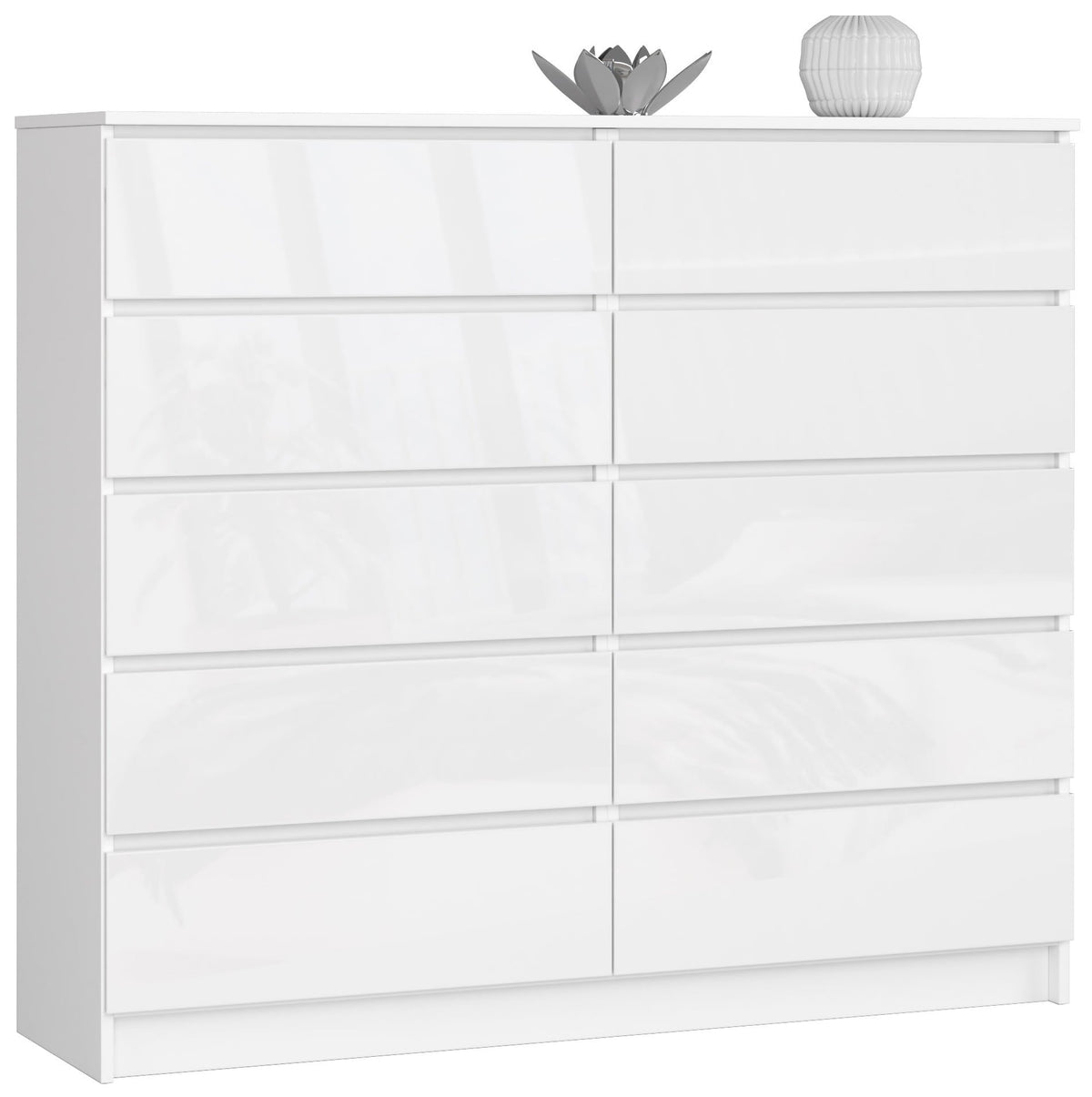 Cassettiera Luce 138 cm 10 Cassetti – Bianco Lucido