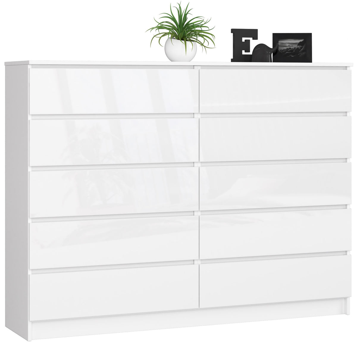 Credenza Linea 160 cm 10 Cassetti – Bianco Lucido