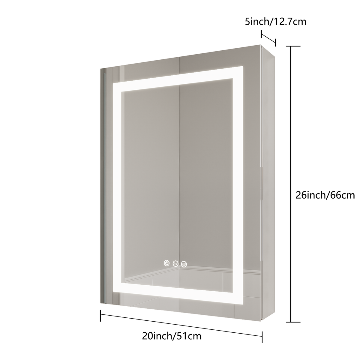 Armadietto Bagno LED 66x51cm Antiappannamento
