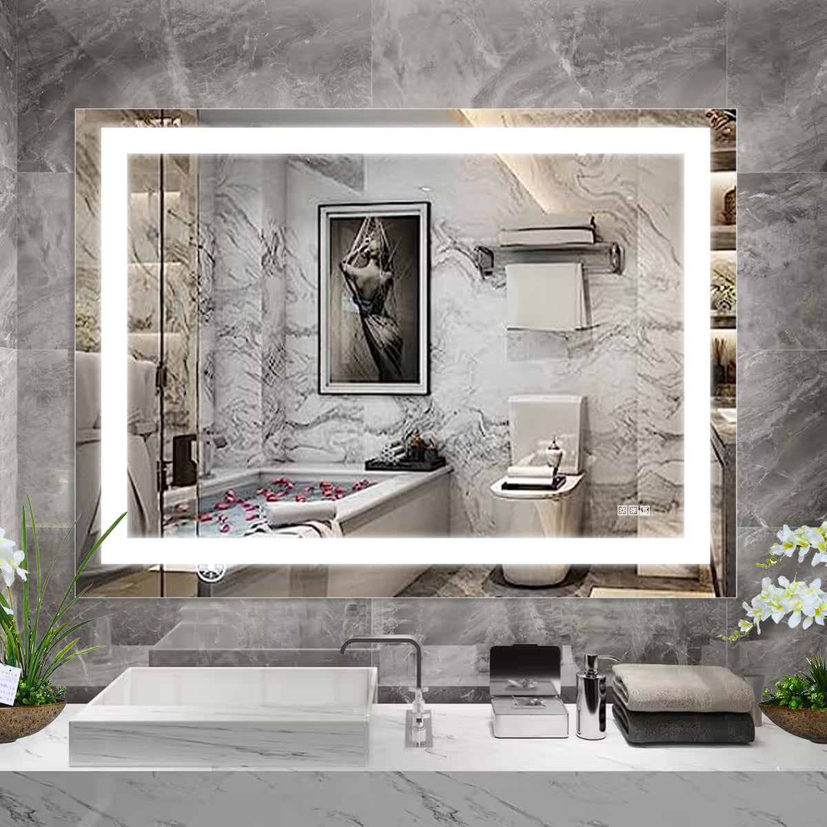 Specchio Bagno LED 122x91cm Anti-Appannamento