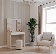 Toeletta Sera 81 cm con Specchio e 4 Ripiani – Beige