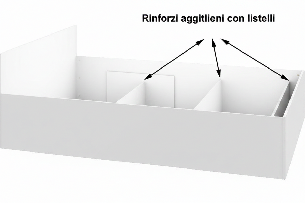 Letto Contenitore Luce 100x200 cm con Rete – Bianco