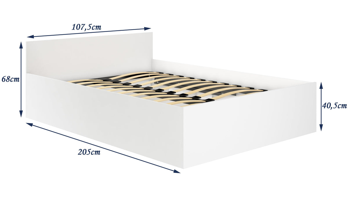 Letto Contenitore Luce 100x200 cm con Rete – Bianco
