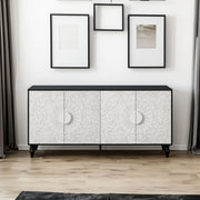 Mobile TV Vintage Bianco Porte Intagliate