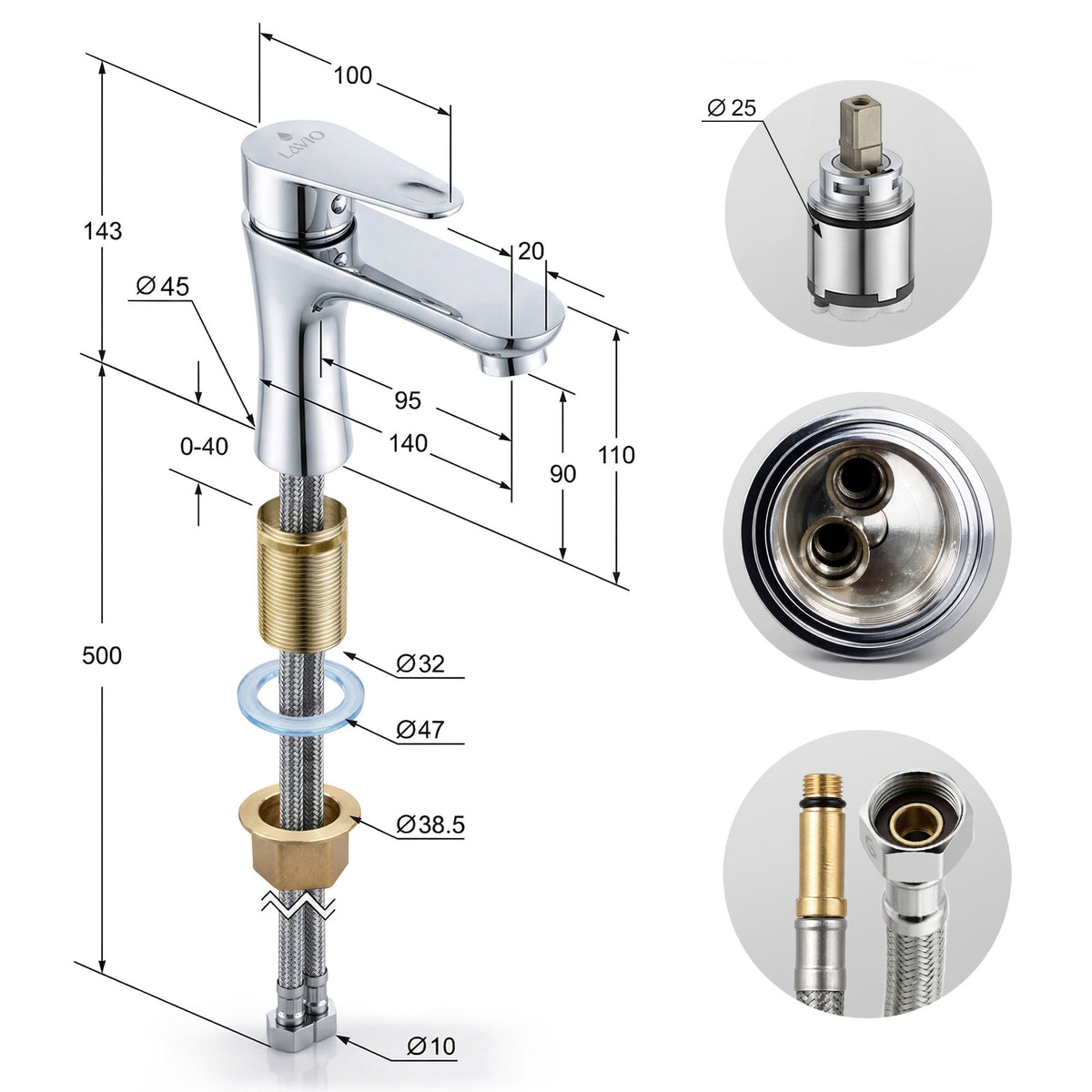 Miscelatore Lavabo Basso – Cromato
