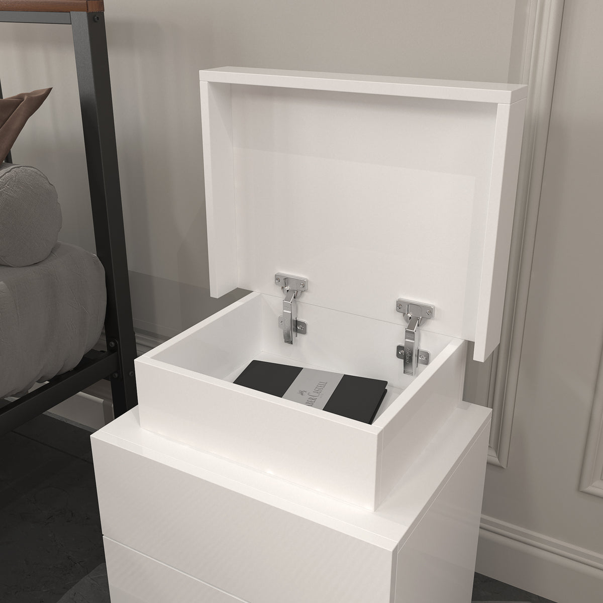 Comodino Bianco con LED RGB