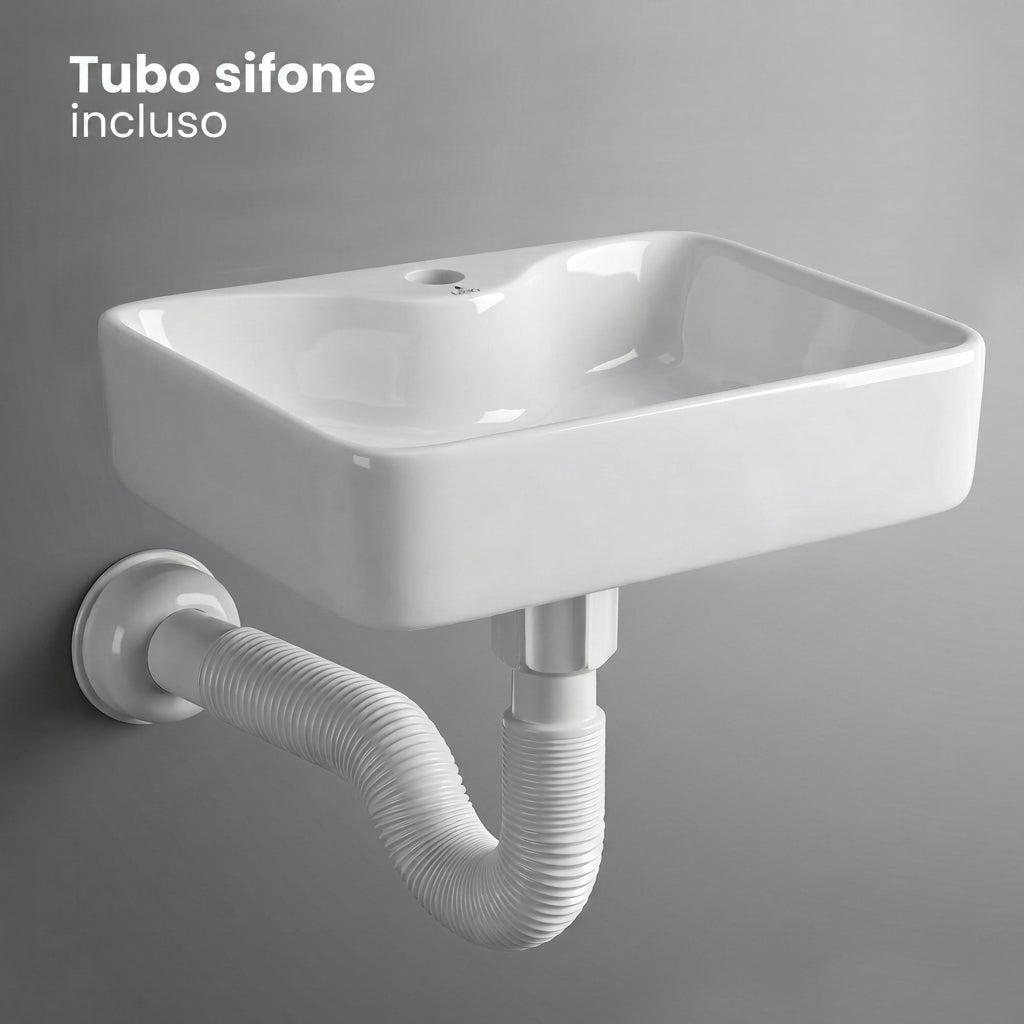 Lavabo d'Appoggio Rettangolare Ceramica 47 cm – Bianco