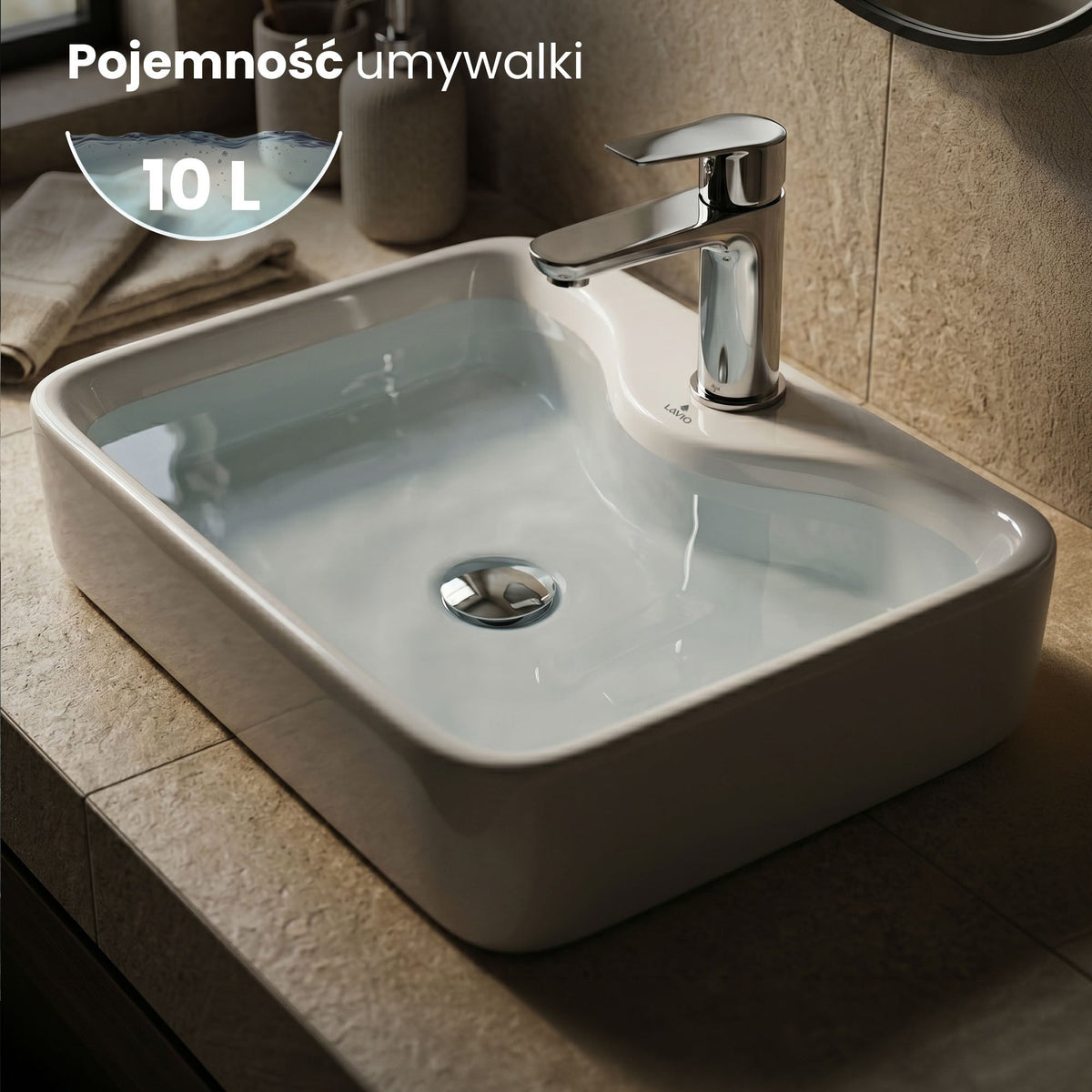 Lavabo d'Appoggio Rettangolare Ceramica 47 cm – Bianco