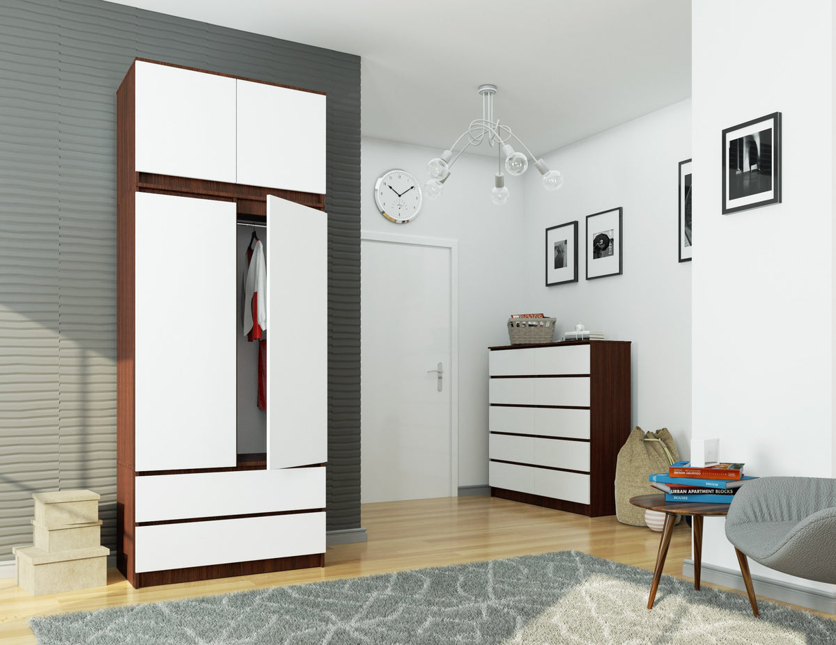 Armadio con Sopralzo 90 cm 2 Ante – Wenge/Bianco
