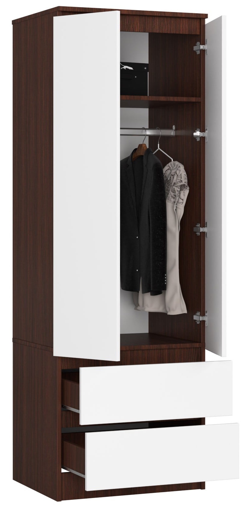 Armadio Linea 60 cm 2 Ante 2 Cassetti – Wenge/Bianco