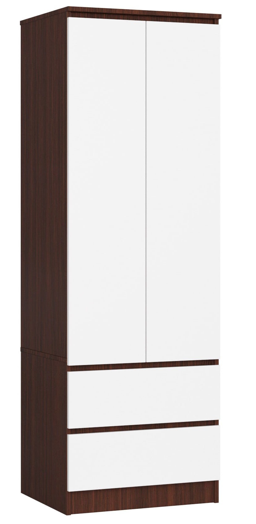 Armadio Linea 60 cm 2 Ante 2 Cassetti – Wenge/Bianco