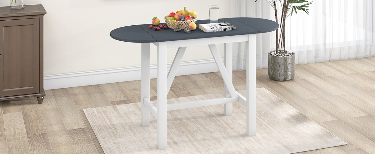 Set Tavolo Pranzo 3 Pezzi Ribaltabile Bianco Grigio