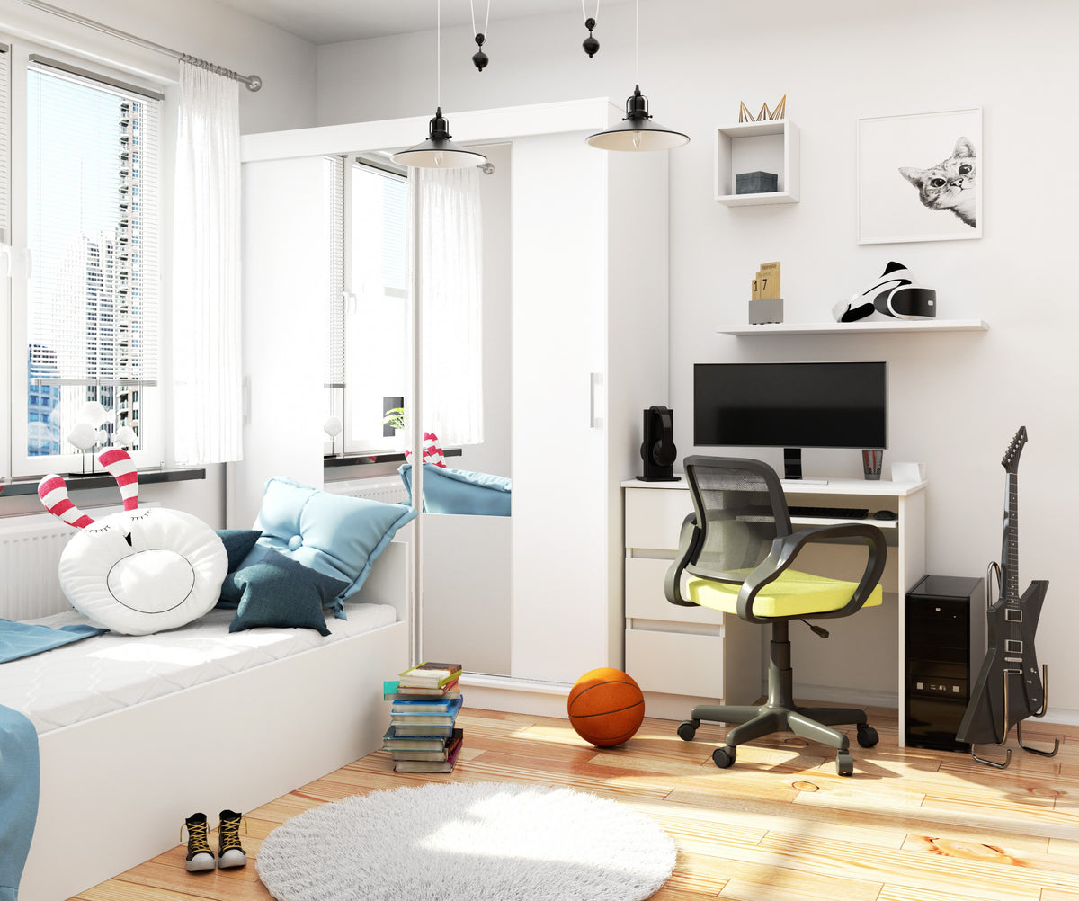 Armadio Scorrevole 150 cm con Specchio — Bianco