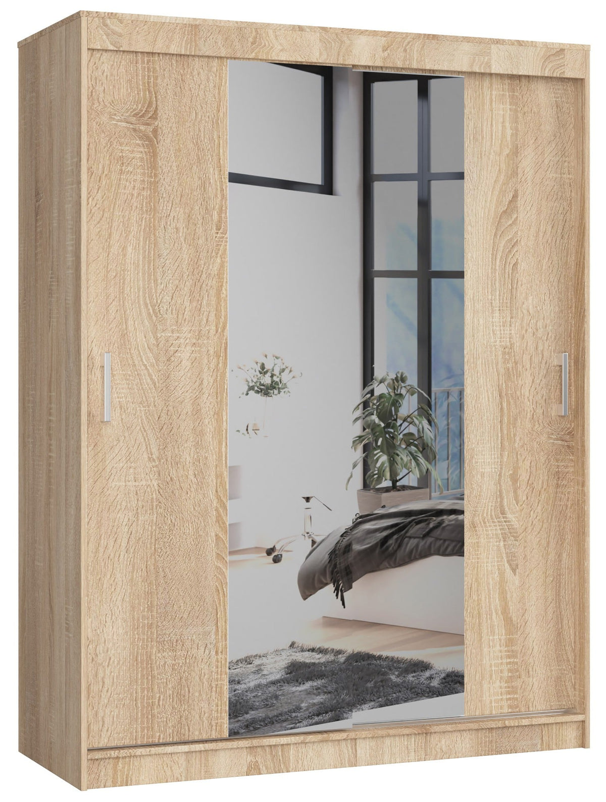 Armadio Scorrevole Sera 150 cm Specchio – Rovere Sonoma