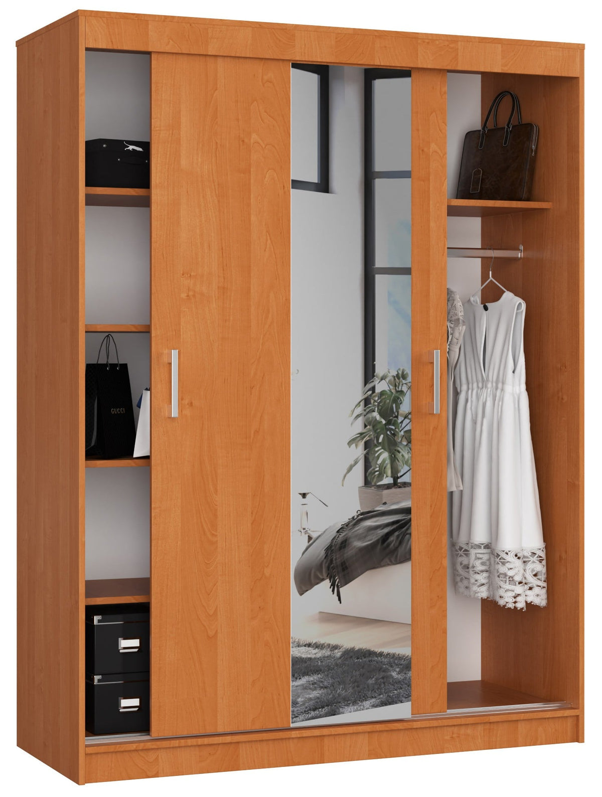 Armadio Scorrevole 150 cm con Specchio — Olmo