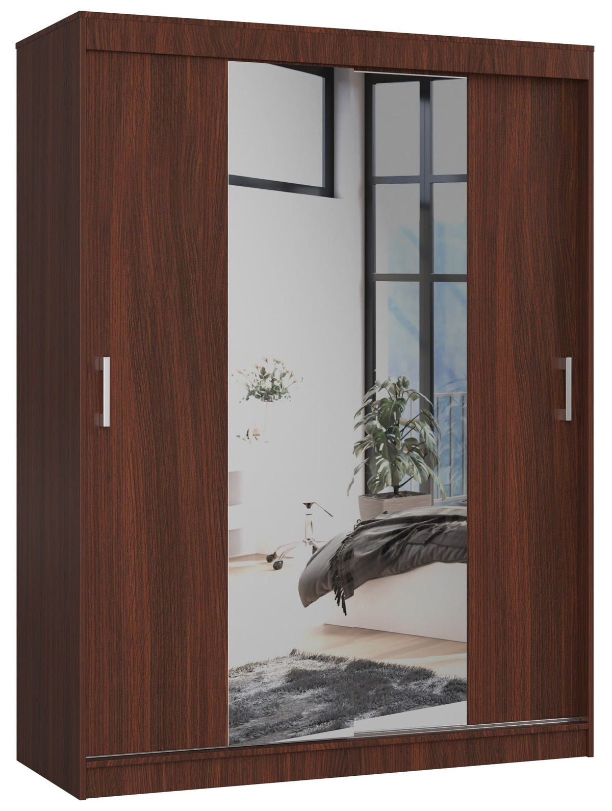 Armadio Scorrevole 150 cm con Specchio — Wenge