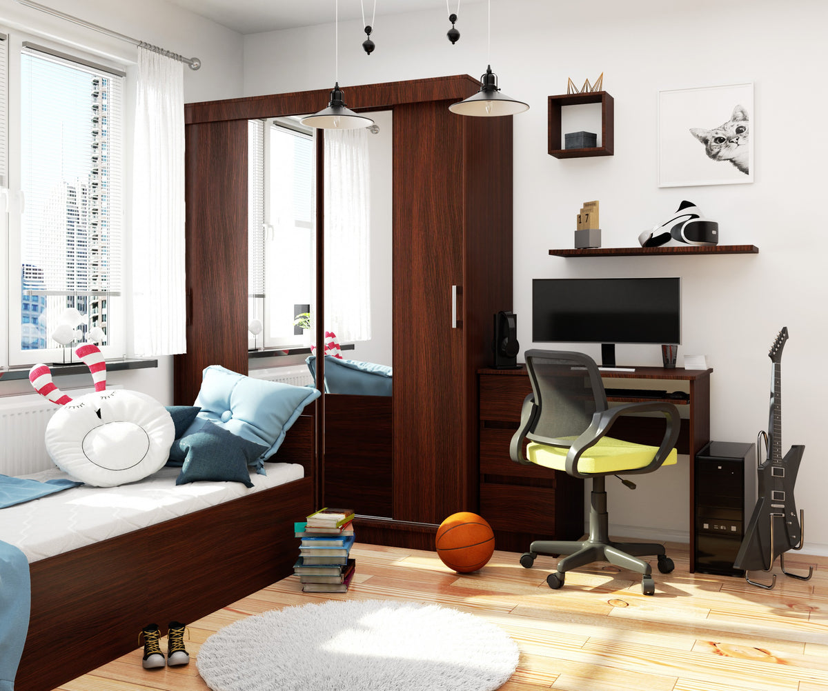 Armadio Scorrevole 150 cm con Specchio — Wenge
