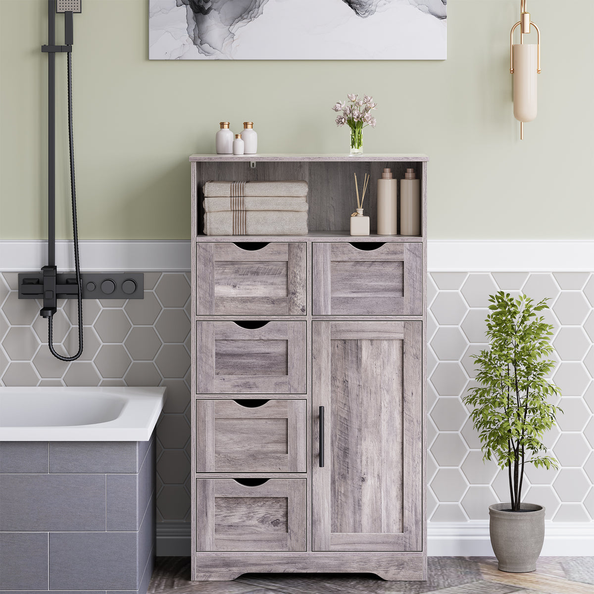 Mobile Bagno 5 Cassetti Grigio