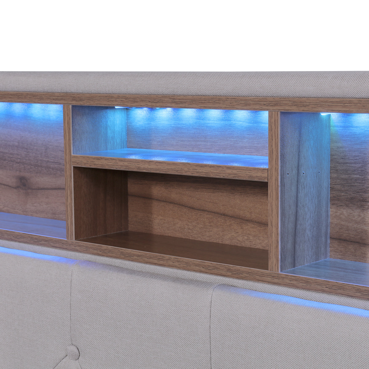 Letto Queen con LED e Ricarica USB Beige